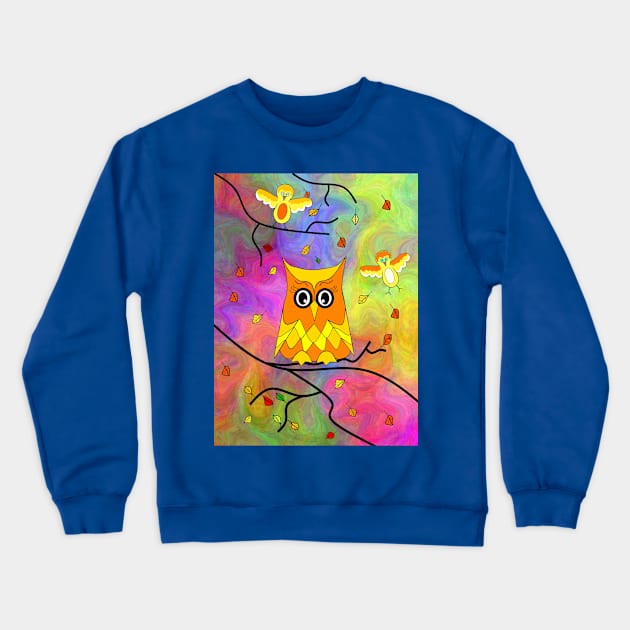 PSYCHEDELIC Autumn Owl Crewneck Sweatshirt by SartorisArt1